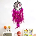 Pink and purple crescent moon dreamcatcher with natural agate and feathers - Agate Pendant Style / Rose Red