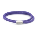 Detail of purple woven double-layer bracelet featuring a magnetic silver metal clasp - Purple