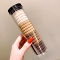 Elastic hair tie set in earth tones stored in a transparent cylindrical tube - 20pcs Milk Tea Colors