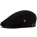 Black cotton ivy cap with 3D embossed text and silver metal rabbit badge detail - Black