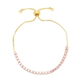Detalle de cadena ajustable dorada con brillantes cristales de circonita rosa redonda - Rosa