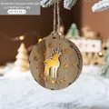 LED wooden Christmas ornament with reindeer cutout and warm light glow, 10x10cm size - Elk Style