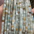 Quadratische Natursteinperlen in Himmelblau und Cremeweiß für DIY-Schmuck - Amazonit / 4*4mm (ca. 38cm Pro Stück)