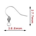 Detailed size view of silver 316 stainless steel earring hooks for DIY jewelry making - Hook With Thick Spring