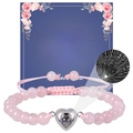 Rosa Perlenarmband mit Herz-Projektionsanhänger und To My Daughter Geschenkkarte - Rosenquarz - To My Sister