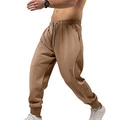 Pantalón jogger marrón para hombre con cordón y puños acanalados para un estilo deportivo - S / café