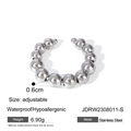 Silver stainless steel ear cuff featuring graduated bead design and adjustable fit - Silver Round Bead Ear Cuff Style (JDRW2308011-S)