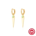 S925 sterling silver gold hoop earrings with opal inlay and long spike pendants - #3 Gold Spike Opal Hoops