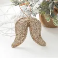 Sparkling gold glitter wing ornament for Christmas tree decor, size 14x16cm - Gold Wings