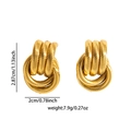Detailed view of gold twisted metal hoop earrings showing size and weight specs - Gold Twisted Rope Woven Earrings