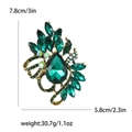 Broche vintage dorado con cristales de gota verde esmeralda y diamantes de imitación - Verde