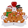 Gingerbread family of three resin Christmas ornament with customizable banner and red heart - Gingerbread Man Family of 3