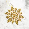 Set di 4 fiocchi di neve dorati glitterati 9,5cm per decorazioni albero di Natale - 9.5CM / Set da 4