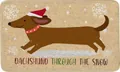 Close-up of a festive dachshund Christmas doormat with non-slip texture and snow motifs - 40*60cm / Christmas Decor-Khaki Dachshund