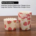Pack of 50 red strawberry muffin cups in beige paper for home baking and desserts - Red Strawberry