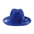 British style blue tie-dye wide brim wool fedora hat with a classic gradient pattern - One Size(58cm) / Sapphire Blue
