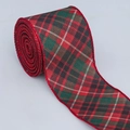 Classic red and green Scottish plaid ribbon with wired edges for Christmas decor - Classic Red Green Tartan Plaid (Style 11)