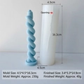 Spiral column silicone mold for candles with blue twisted wax specimen and dimensions - Swirl Twist Style (J-0293)