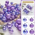 26-piece blue and purple Christmas ball ornaments set with matte and glitter finishes - Set of 26 / Purple