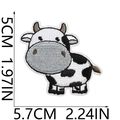 Detailed view of cartoon cow embroidery patch showing precise size dimensions on white background - Smiling Standing Cow (23号)