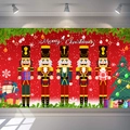 Dettaglio di soldati schiaccianoci e testo Merry Christmas su sfondo festivo rosso - 180*110CM Rosso/Schiaccianoci/Merry Christmas