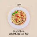 Lifelike 9cm miniature spaghetti model with meat and vegetables on a white plate - 9cm / Shredded Pork Fried Noodles - No Keychain