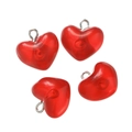Ciondoli a cuore in acrilico rosso traslucido con anelli per gioielli fai-da-te - Acrilico Rosso (10 pz/confezione)