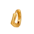 Golden geometric huggie earrings with beaded metallic texture and secure hinge closure - Geometric Polygon Single Gold Hoop Earring (单只耳扣WG-0548)