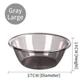 Large grey transparent washbasin in minimalist style, 37cm diameter, for home and dorms - Round Large Grey