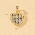 Colorful zircon heart pendant in gold-plated copper with 2cm x 1.4cm dimensions - H-Gold Full Pave Color