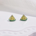 Détail des boucles d'oreilles pastèque en argent S925 avec finition émail colorée - Pastèque Jaune