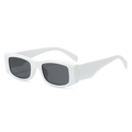 Retro square sunglasses with thick white frames and dark grey lenses for fashion - White Frame Gray Lens