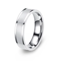 Minimalist 6mm silver titanium steel ring with beveled edges and polished finish - US 6 / Silver White