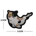Detailed view of calico cat embroidery patch with dimensions 4.5cm by 6.5cm - Sleepwalking Spotted Cat (V01391-3)