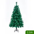 Artificial 2.1m green pine Christmas tree with stable four-legged metal stand - Pine Needle Tree-Metal Stand / 210cm