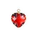 Faceted red glass heart pendant with golden metal rim for DIY jewelry making - Style 7-Bright Red