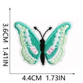Detail view of colorful butterfly embroidery patch showing stitches and 4.4cm width size - Emerald Pink Butterfly (C19HD-068-10)