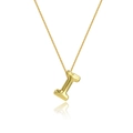 Detail of 18K gold plated balloon style letter I pendant with polished finish - Letter I Necklace Set