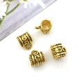 DIY jewelry charm bail with swirl pattern in golden finish for bracelet and necklace - 14333-Gold Cylinder Swirl