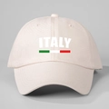 Klassische beige Italien-Baseballkappe mit Trikolore-Streifen und gebogenem Schirm - Verstellbar / Beige