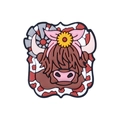 Perle en silicone de vache des Highlands avec fleur rose pour bijoux DIY et artisanat - Vache des Highlands de la Ferme