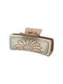 Brown western cowboy style hair claw clip featuring a sunflower pattern on plastic - Brown Vintage Sunflower Style (90144)