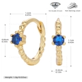 Detailed dimensions of gold 925 sterling silver hoop earrings with blue zircon - 925 Silver / Gold (Blue)