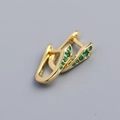 S925 sterling silver gold plated U-shaped snake earrings with green zircon stones - Green Zirconia Style / Gold (Green Stone)