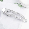 Elegant silver wavy metal shark hair claw clip with minimalist hollow stream design - Drop Wave Shape Silver B3310