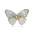 Elegant vintage butterfly brooch featuring green and silver embroidery with gold-plated metal - Green Embroidered Butterfly