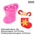 Christmas stocking silicone mold for fondant and chocolate cake decoration with floral relief - Christmas Stocking Style (B509) / Pink