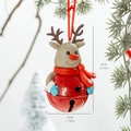 Pendaglio di Natale renna campana in metallo con stelle appeso a un ramo innevato - Ciondolo a Forma di Campana di Renna