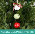 Christmas hanging ornament with three metal bells and a red plaid bow for tree decoration - Style 08-Bells