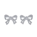 Elegant S925 sterling silver bow stud earrings with sparkling pave-set cubic zirconia stones - Bowknot Stud Earrings (HV110027)